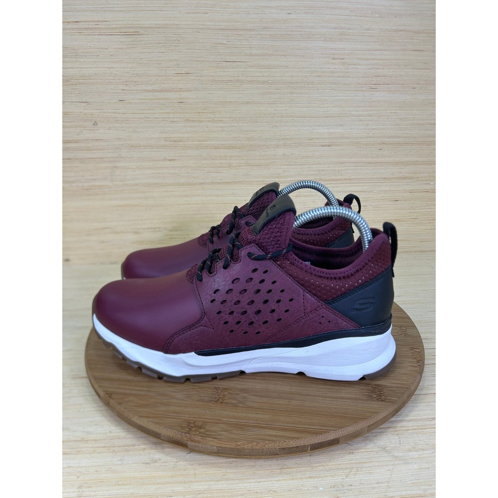 Skechers Relven Hemson Classic Fit Burgundy Leather Sneaker Shoes Womens 7.5